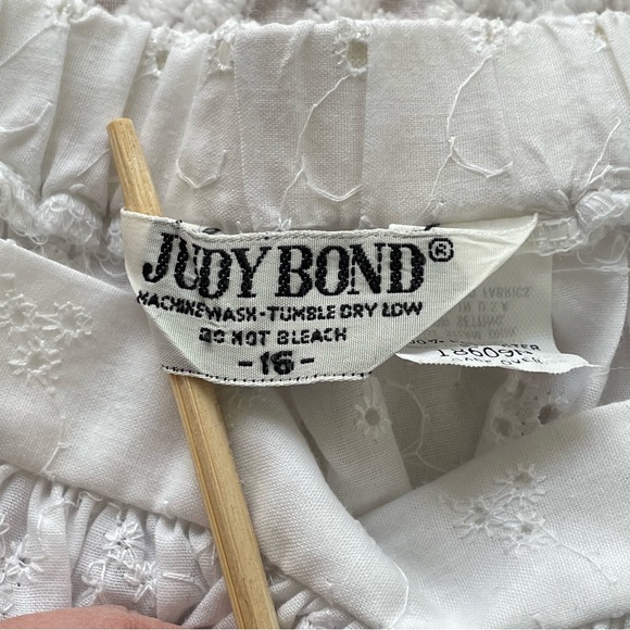 Vintage Judy Bond White Eyelet Gathered Waist Skirt Size 16 Made in the USA - Picture 7 of 9